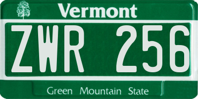 VT license plate ZWR256