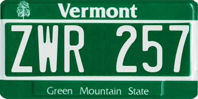 VT license plate ZWR257