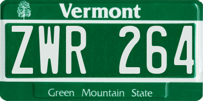 VT license plate ZWR264