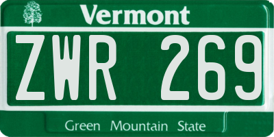VT license plate ZWR269
