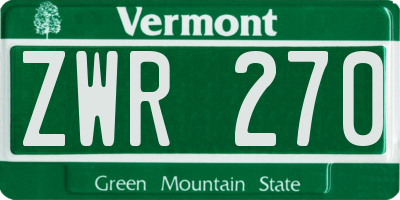 VT license plate ZWR270