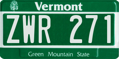 VT license plate ZWR271