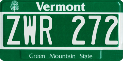 VT license plate ZWR272