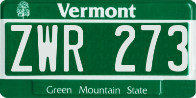 VT license plate ZWR273