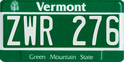 VT license plate ZWR276