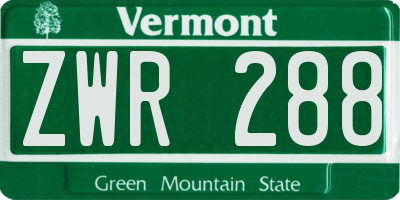 VT license plate ZWR288