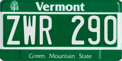 VT license plate ZWR290