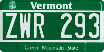 VT license plate ZWR293