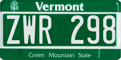 VT license plate ZWR298