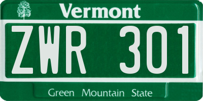 VT license plate ZWR301