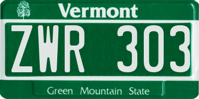 VT license plate ZWR303