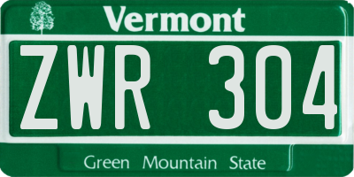 VT license plate ZWR304