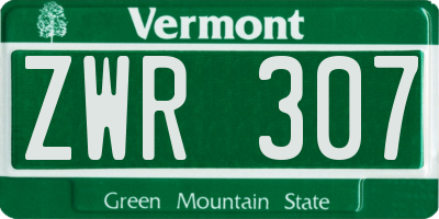 VT license plate ZWR307