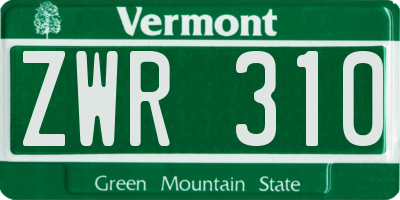 VT license plate ZWR310
