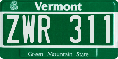 VT license plate ZWR311