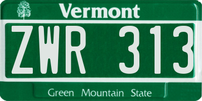 VT license plate ZWR313