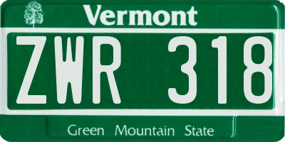 VT license plate ZWR318