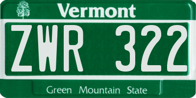VT license plate ZWR322