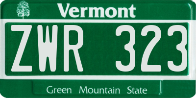 VT license plate ZWR323