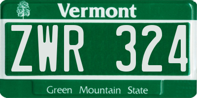 VT license plate ZWR324
