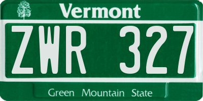 VT license plate ZWR327