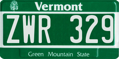 VT license plate ZWR329