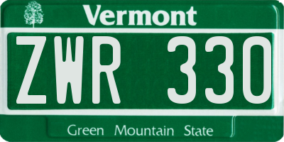 VT license plate ZWR330