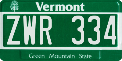 VT license plate ZWR334