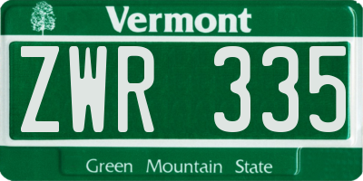 VT license plate ZWR335