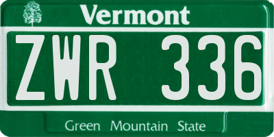 VT license plate ZWR336