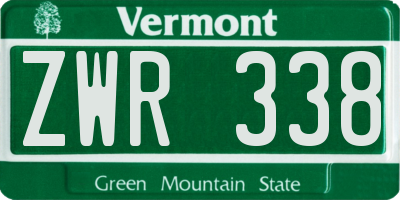 VT license plate ZWR338
