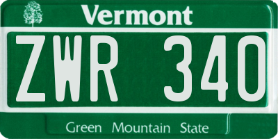 VT license plate ZWR340