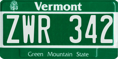 VT license plate ZWR342
