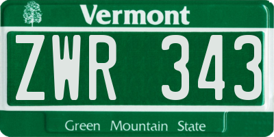 VT license plate ZWR343