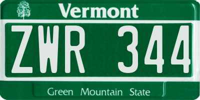 VT license plate ZWR344