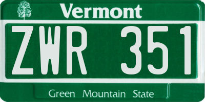 VT license plate ZWR351
