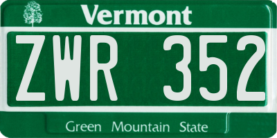 VT license plate ZWR352