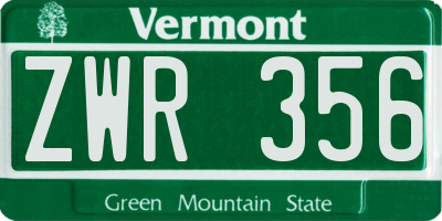 VT license plate ZWR356