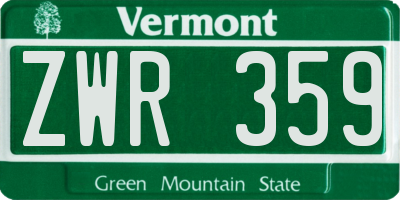 VT license plate ZWR359
