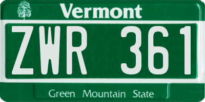 VT license plate ZWR361