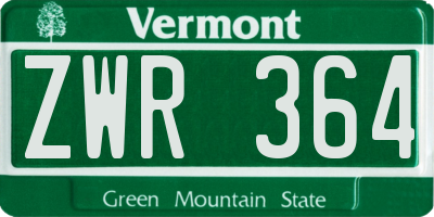 VT license plate ZWR364