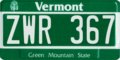 VT license plate ZWR367