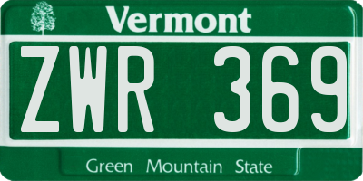 VT license plate ZWR369