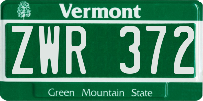 VT license plate ZWR372