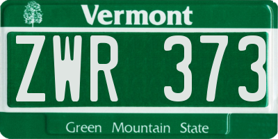 VT license plate ZWR373