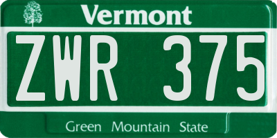 VT license plate ZWR375