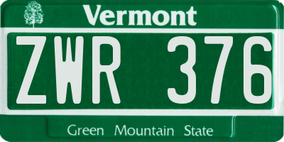 VT license plate ZWR376