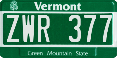 VT license plate ZWR377