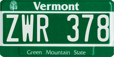 VT license plate ZWR378