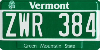 VT license plate ZWR384